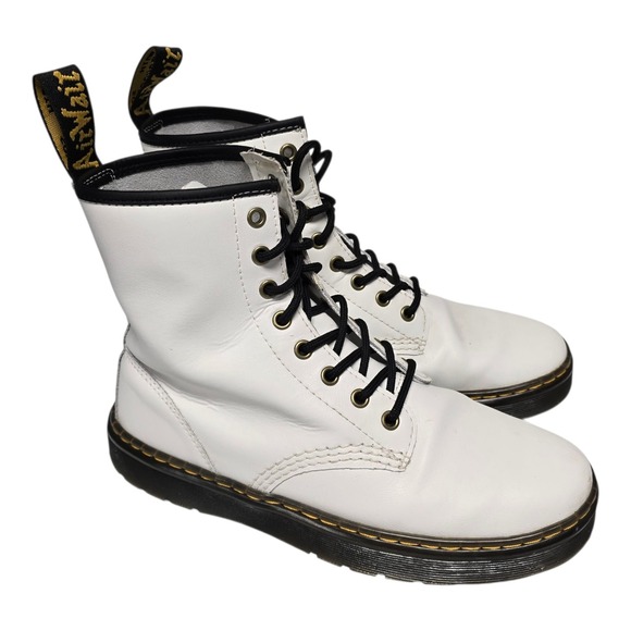 Dr. Martens Womens Size 9 41 Mens 8 White Leather Zavala Lace Up Boots - Picture 3 of 8